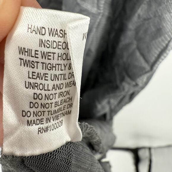 By JJ Midi Dress Sheer Overlay Crinkle Knit Gray Asymmetrical Lagenlook size XL - Picture 7 of 10